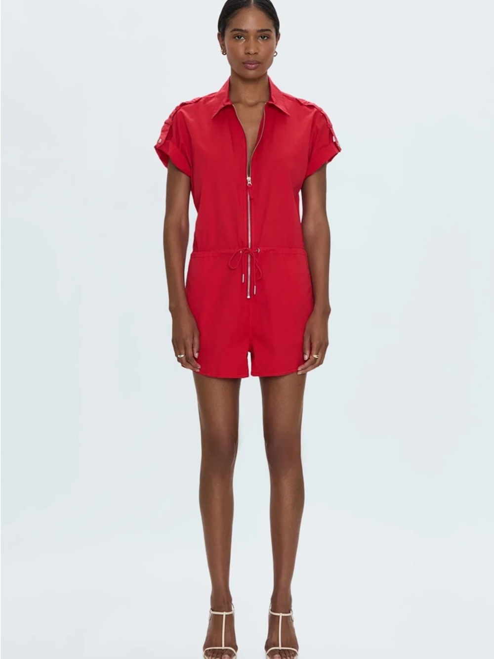 pistola Red Short-Sleeve Zip Romper
